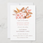 Rustic Boho Pampas Orchids Cotton Blush Wedding Kaart (Voorkant)
