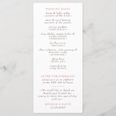 Rustic Boho Pampas Orchids Cotton Blush Wedding Programmakaart (Achterkant)
