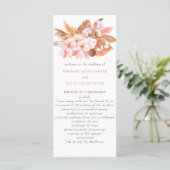 Rustic Boho Pampas Orchids Cotton Blush Wedding Programmakaart (Staand voorkant)