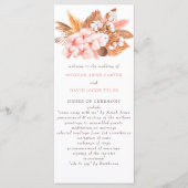 Rustic Boho Pampas Orchids Cotton Blush Wedding Programmakaart (Voorkant)