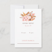 Rustic Boho Pampas Orchids Cotton Blush Wedding RSVP Kaartje (Voorkant)