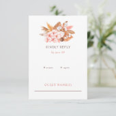 Rustic Boho Pampas Orchids Cotton Blush Wedding RSVP Kaartje (Staand voorkant)