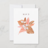 Rustic Boho Pampas Orchids Cotton Blush Wedding RSVP Kaartje (Achterkant)