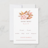 Rustic Boho Pampas Orchids Cotton Blush Wedding RSVP Kaartje (Voorkant)