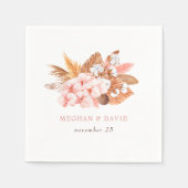 Rustic Boho Pampas Orchids Cotton Blush Wedding Servet (Voorkant)