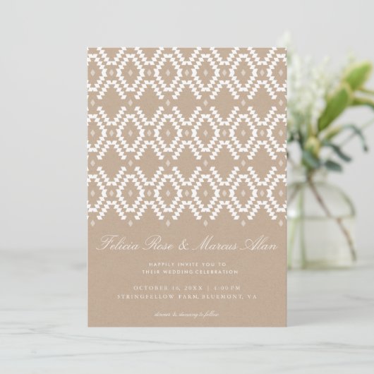 Rustic Boho Pattern faux kraft, white Kaart (Staand voorkant)