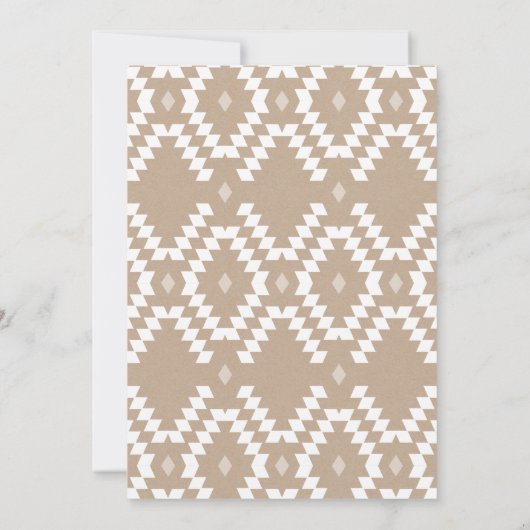 Rustic Boho Pattern faux kraft, white Kaart (Achterkant)