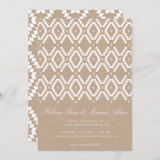 Rustic Boho Pattern faux kraft, white Kaart (Voorkant / Achterkant)