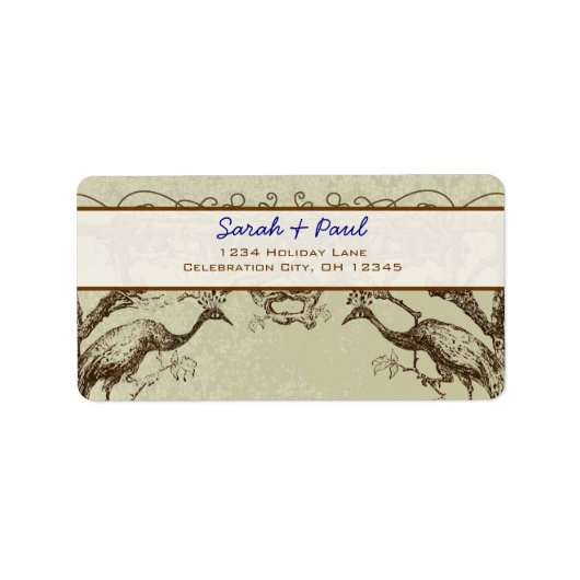 Rustic Boho Peacock Return Address Label (Voorkant)