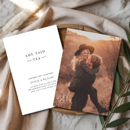 Rustic Boho Photo Monogram Ze zei Ja Verloving Kaart