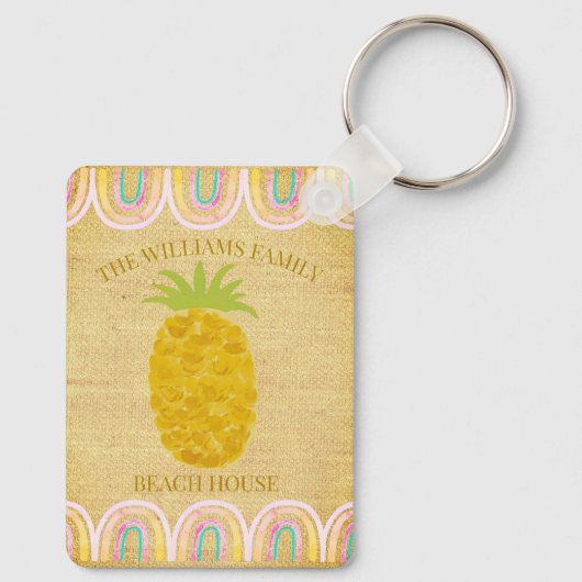 Rustic Boho Pineapple Sleutelhanger (Achterkant)