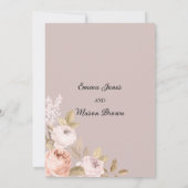 Rustic boho pink coral mauve ivory floral Wedding Kaart (Achterkant)