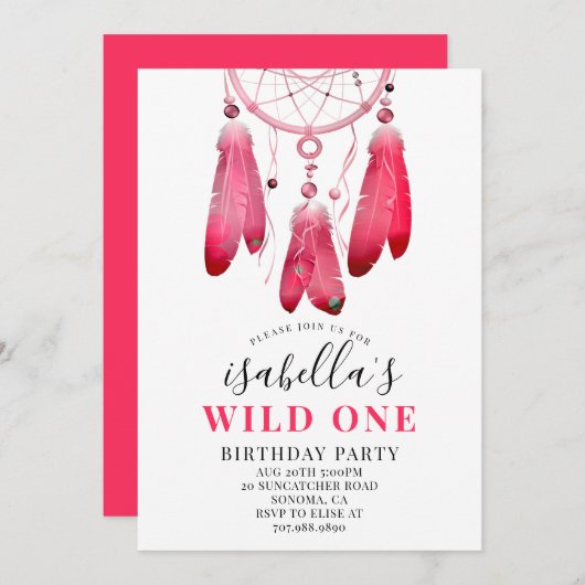 Rustic Boho Pink Dream Catcher Wild Op een dag Kaart (Voorkant / Achterkant)