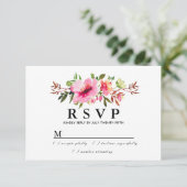 Rustic Boho Pink Floral Wedding RSVP Kaart (Staand voorkant)