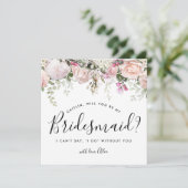 Rustic Boho Pink Floral zal je mijn Bridesmaid zij Kaart (Staand voorkant)