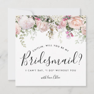 Rustic Boho Pink Floral zal je mijn Bridesmaid zij Kaart