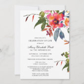 Rustic Boho Pink Flower Celebration of Life Kaart (Voorkant)