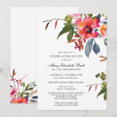 Rustic Boho Pink Flower Celebration of Life Kaart (Voorkant / Achterkant)