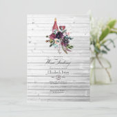 Rustic Boho Plum Red Wine Tasting Vrijgezellenfees Kaart (Staand voorkant)