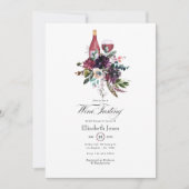 Rustic Boho Plum Red Wine Tasting Vrijgezellenfees Kaart (Voorkant)