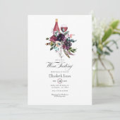 Rustic Boho Plum Red Wine Tasting Vrijgezellenfees Kaart (Staand voorkant)