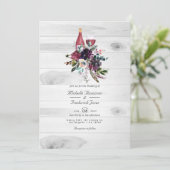 Rustic Boho Plum Wine Tasting QR Code RSVP Weddens Kaart (Staand voorkant)