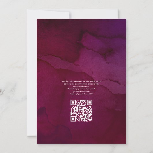 Rustic Boho Plum Wine Tasting QR Code RSVP Weddens Kaart (Achterkant)