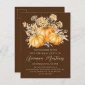 Rustic Boho Pompoen Herfst 70ste Verjaardag Party Uitnodiging Briefkaart (Voorkant / Achterkant)