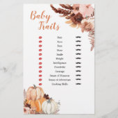 Rustic Boho Pumpkin Baby shower Baby Traits Games (Voorkant)