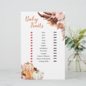 Rustic Boho Pumpkin Baby shower Baby Traits Games (Staand voorkant)