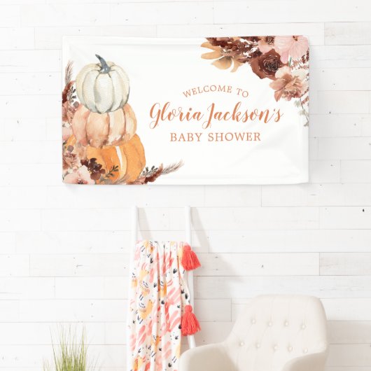 Rustic Boho Pumpkin Baby shower Grote banner (Insitu)