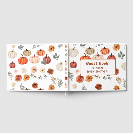 Rustic Boho Pumpkin Baby shower Guest Book Gastenboek (Volledig)