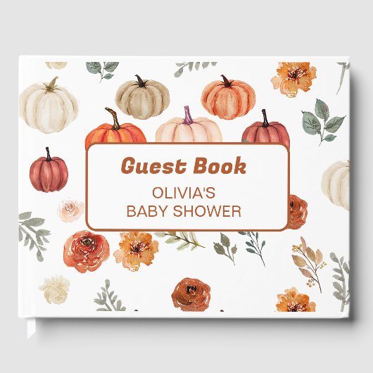 Rustic Boho Pumpkin Baby shower Guest Book Gastenboek (Voorkant)