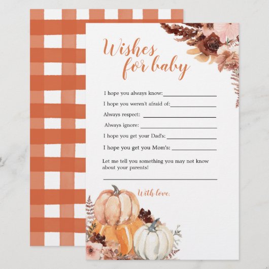Rustic Boho Pumpkin-douche wenst Baby (Voorkant / Achterkant)