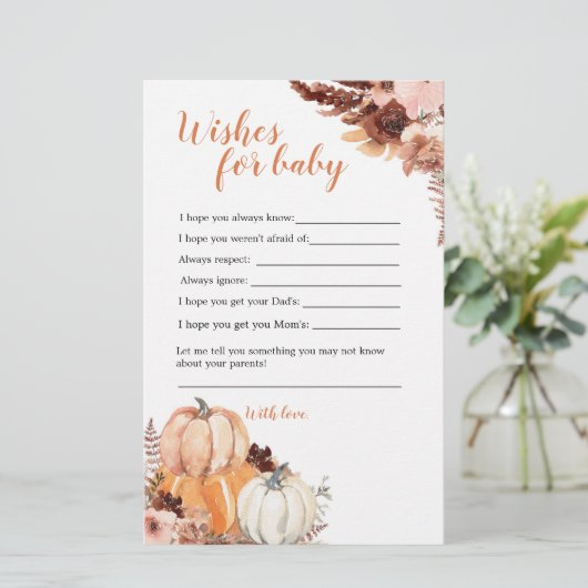 Rustic Boho Pumpkin-douche wenst Baby (Staand voorkant)