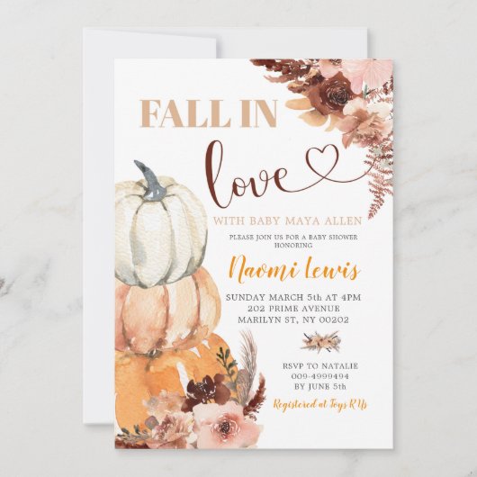 Rustic Boho Pumpkin Herfst in Love Baby shower Kaart (Voorkant)