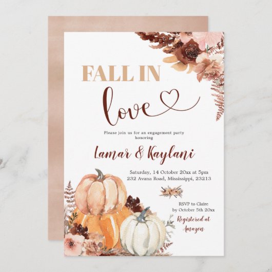 Rustic Boho Pumpkin Herfst in Love Engagement Part Kaart (Voorkant / Achterkant)