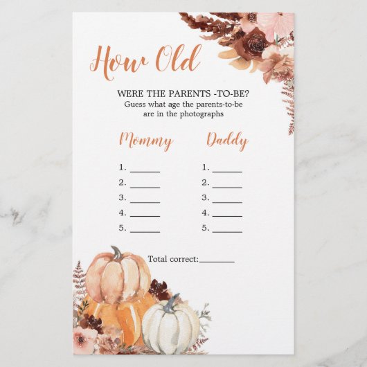 Rustic Boho Pumpkin Hoe oud waren de ouders? (Voorkant)