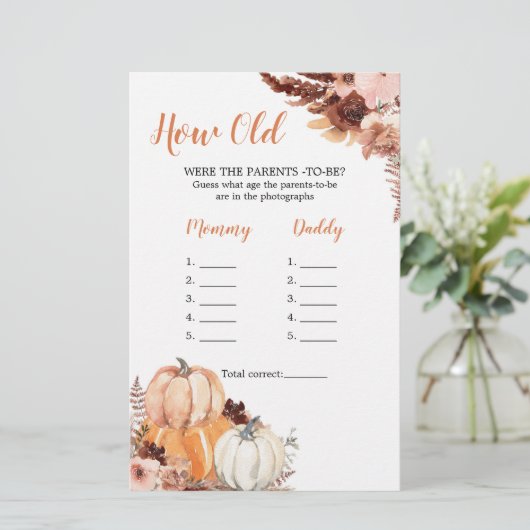 Rustic Boho Pumpkin Hoe oud waren de ouders? (Staand voorkant)