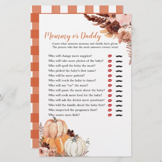 Rustic Boho Pumpkin Mama of Dad Games (Voorkant / Achterkant)