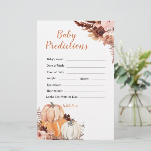 Rustic Boho Pumpkin Shower Baby Prediction (Staand voorkant)
