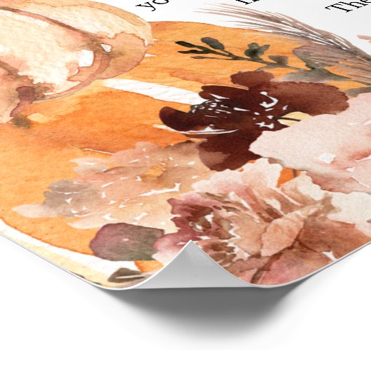 Rustic Boho Pumpkin zeggen niet dat er een Baby is Poster (Hoek)