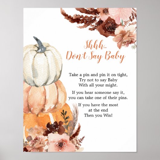 Rustic Boho Pumpkin zeggen niet dat er een Baby is Poster (Voorkant)