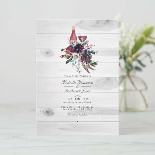 Rustic Boho QR-code RSVP Wijn Tasting Weddenschap Kaart (Staand voorkant)