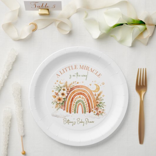 Rustic Boho Rainbow Baby Shower Papieren Bordje (Huwelijk)