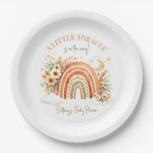 Rustic Boho Rainbow Baby Shower Papieren Bordje (Voorkant)