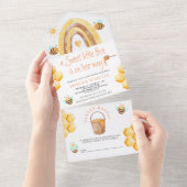 Rustic Boho Rainbow Sweet Little Bee Baby shower All In One Uitnodiging (Afscheurbaar)