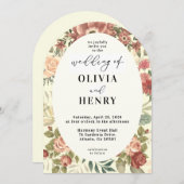 Rustic Boho Red Roses Floral Wedding Kaart (Voorkant / Achterkant)