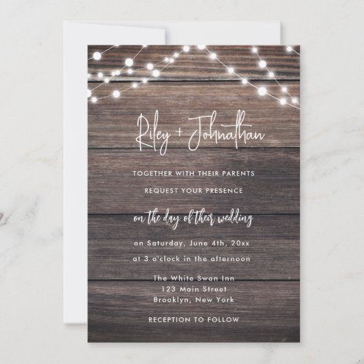 Rustic Boho Romantic Wedding Invitation Kaart (Voorkant)