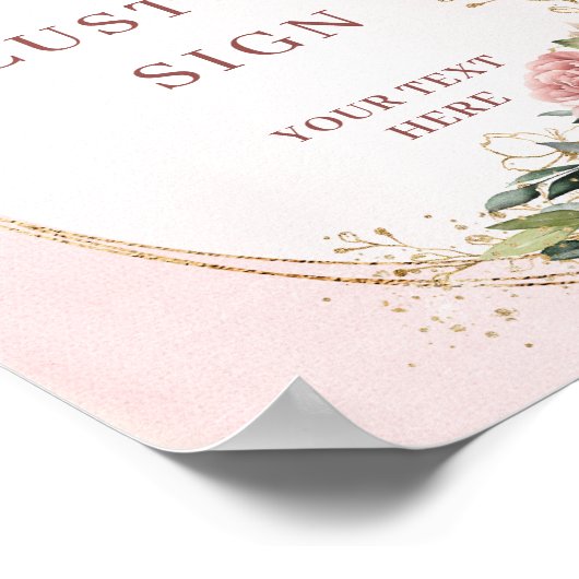 Rustic Boho Rose Gold Greenery Custom Sign Poster (Hoek)